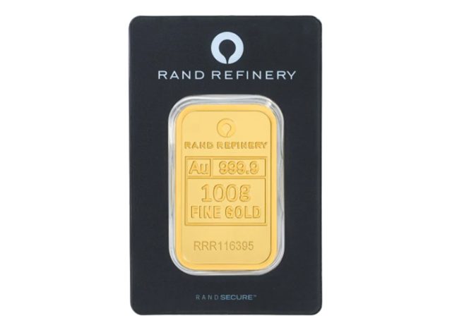 100 γραμμάρια refinery gold bar rand (νέο σε δοκιμασία)