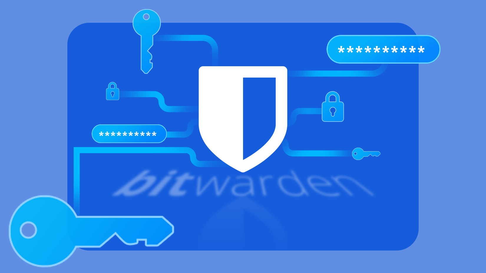 Το λογότυπο Bitwarden συνδέεται με κωδικούς πρόσβασης, λουκέτα και κλειδιά.