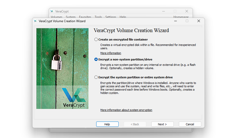 Το Veracrypt ανοίγει στα Windows 11 κατά τη διάρκεια της διαδικασίας κρυπτογράφησης. 